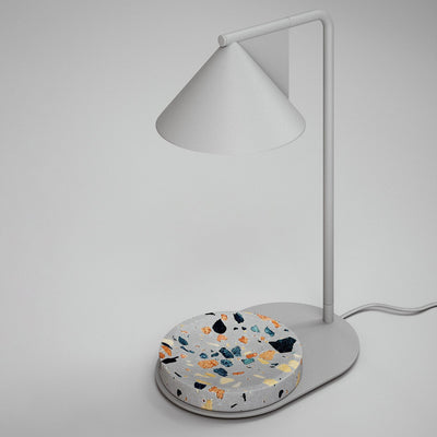 Lampe de table en cire fondue à 1 lumière avec abat-jour conique en fer nordique contemporain Terrazzo pour salon 