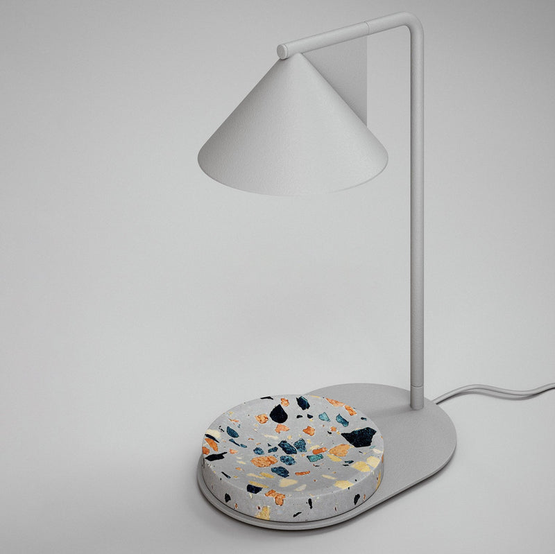 Lampe de table en cire fondue à 1 lumière avec abat-jour conique en fer nordique contemporain Terrazzo pour salon 