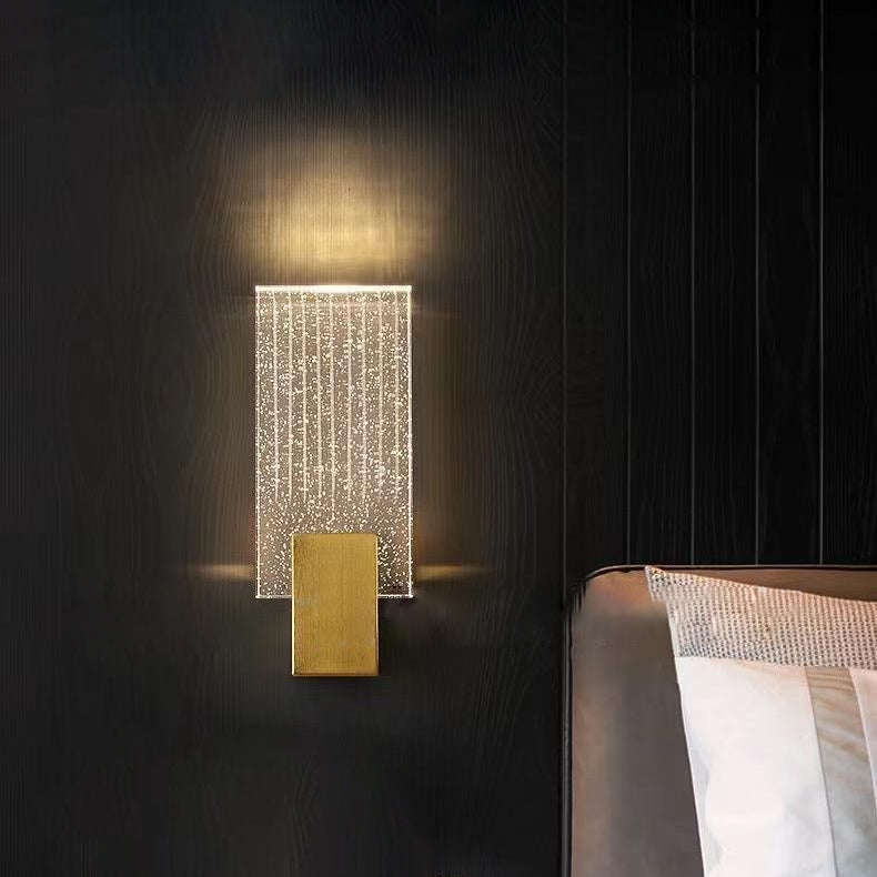 Modern Minimalist Square Copper Crystal LED Wall Sconce Lamp For Living Room