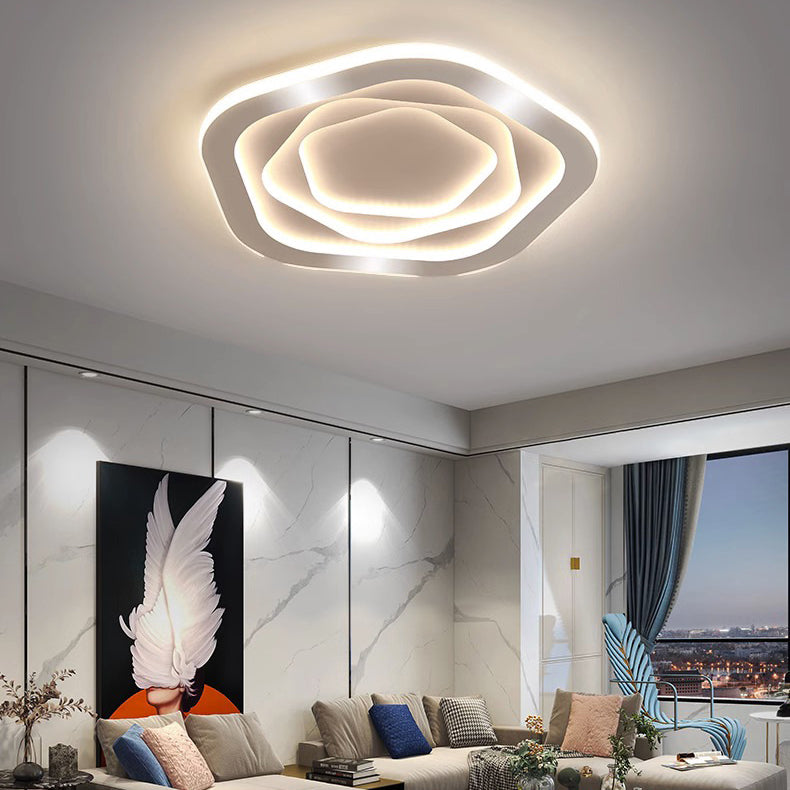 Contemporary Simplicity Iron Rose Flower Cloud Shape LED Flush Mount Ceiling Light For Living Room