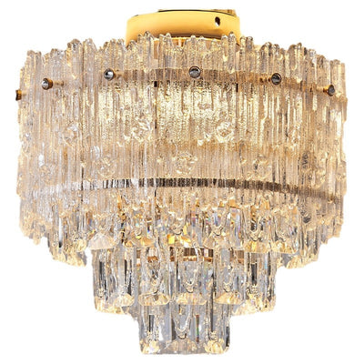 Modern Luxury Hardware Crystal LED Semi-Flush Mount Ceiling Light For Living Room