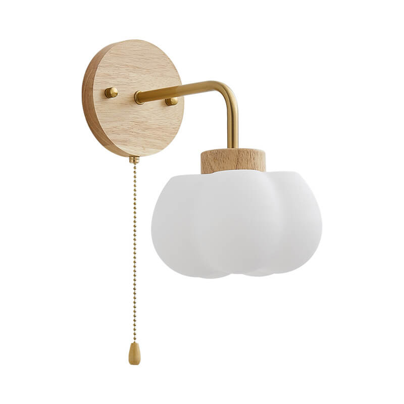 Lampe murale à 1 lumière en fer et bois massif nuages ​​japonais traditionnels pour chambre à coucher 