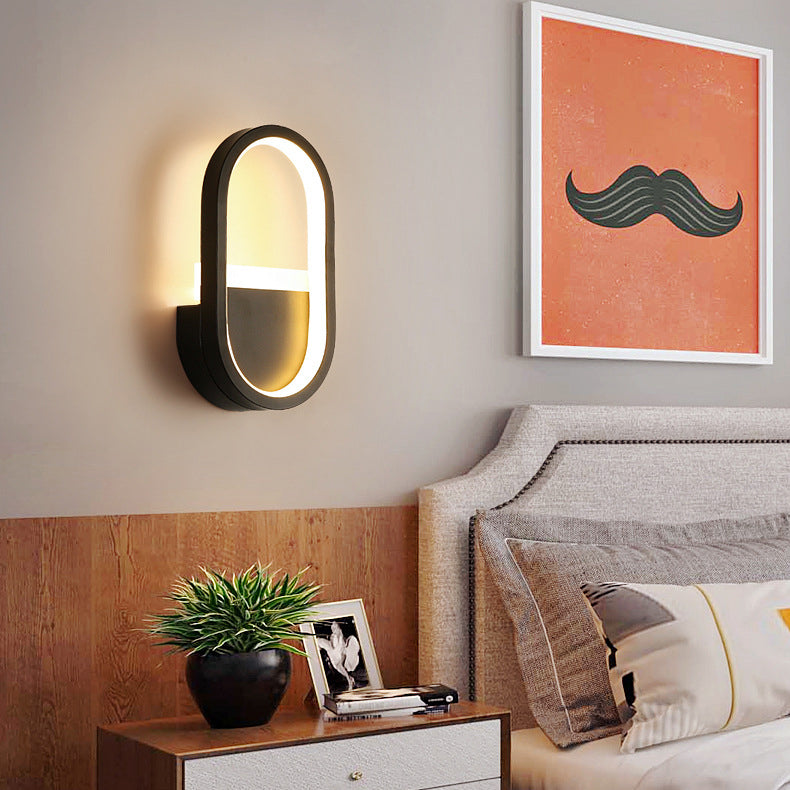 Modern Minimalist Iron Silicone Elliptical Circular Arc LED Wall Sconce Lamp For Bedroom