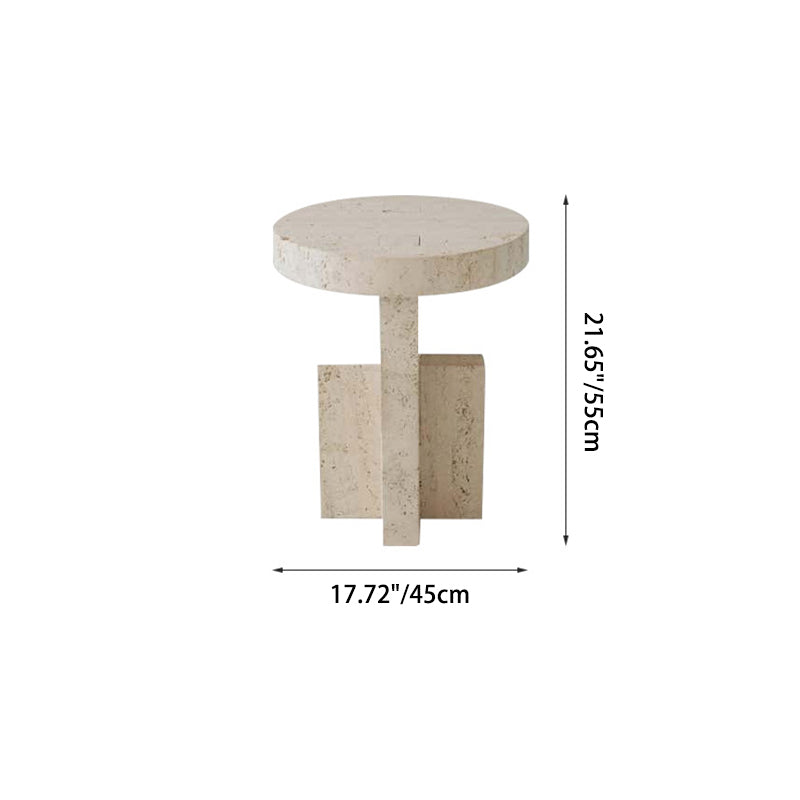 Contemporary Nordic Round Rectangular Cross Base Marble Side Table For Living Room