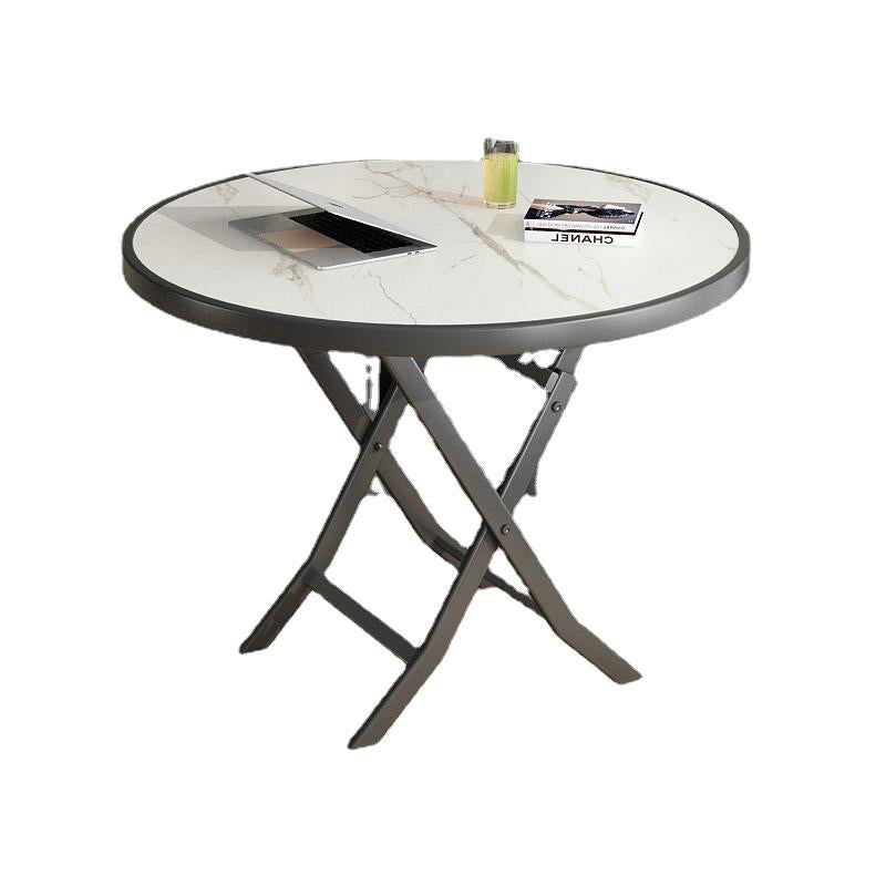 Modern Minimalist Round Marble Metal Dining Table For 4 Seats