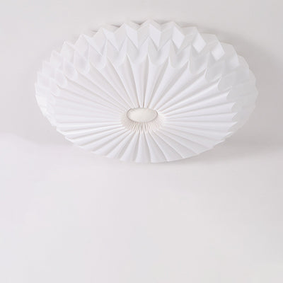 Modern Simplicity Metal Acrylic Round Pleated LED Flush Mount Ceiling Light For Bedroom