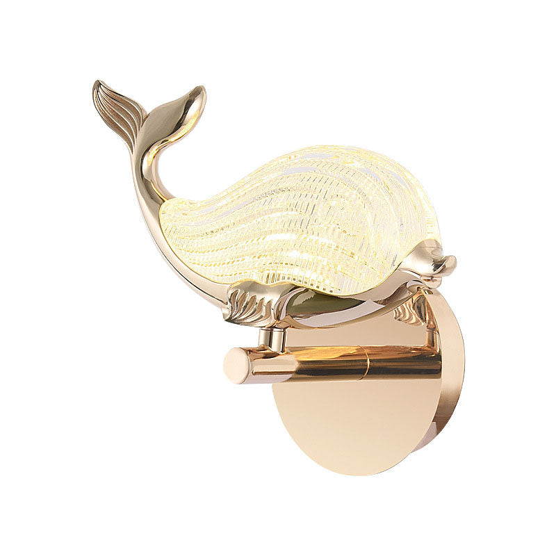 Applique murale LED en forme de baleine en aluminium, lumière nordique créative de luxe, lampe 