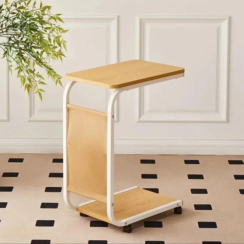 Modern Minimalist Rectangular MDF Stainless Steel End Table 2-Tier Removable For Living Room