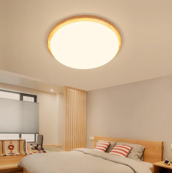 Contemporary Nordic Wood Acrylic Plum Shape LED Flush Mount Ceiling Light For Living Room