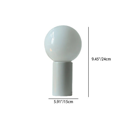 Modern Minimalist Round Ball Cylinder Glass Solid Wood 1-Light Table Lamp For Bedroom