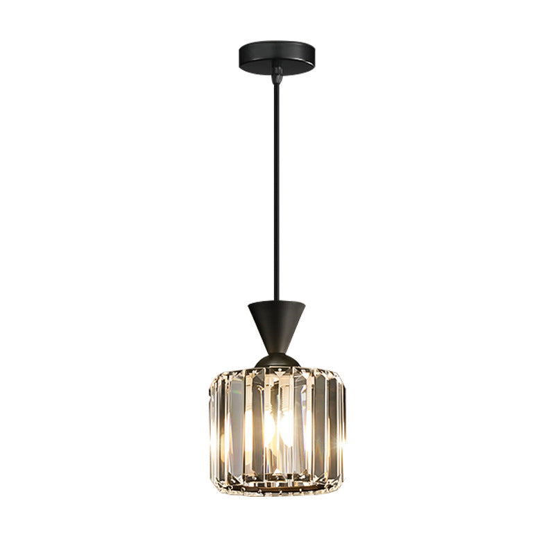 Contemporary Luxury Radiant Prismatic Clear Crystal Shade 1-Light Pendant Light For Living Room