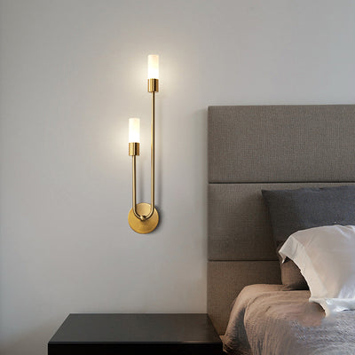 Modern Minimalist Cylindrical Iron Acrylic 2-Light Wall Sconce Lamp For Bedroom