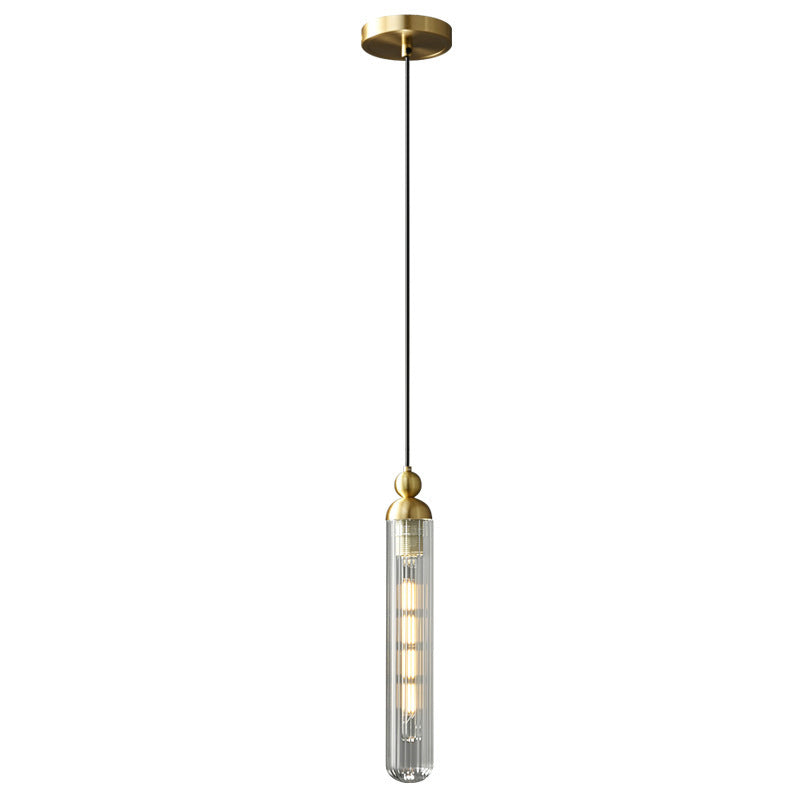 Contemporary Simplicity Brass Glass Strip 1-Light Pendant Light For Living Room