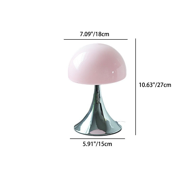 Modern Simplicity Iron Glass Mushroom Dome 1-Light Table Lamp For Bedside