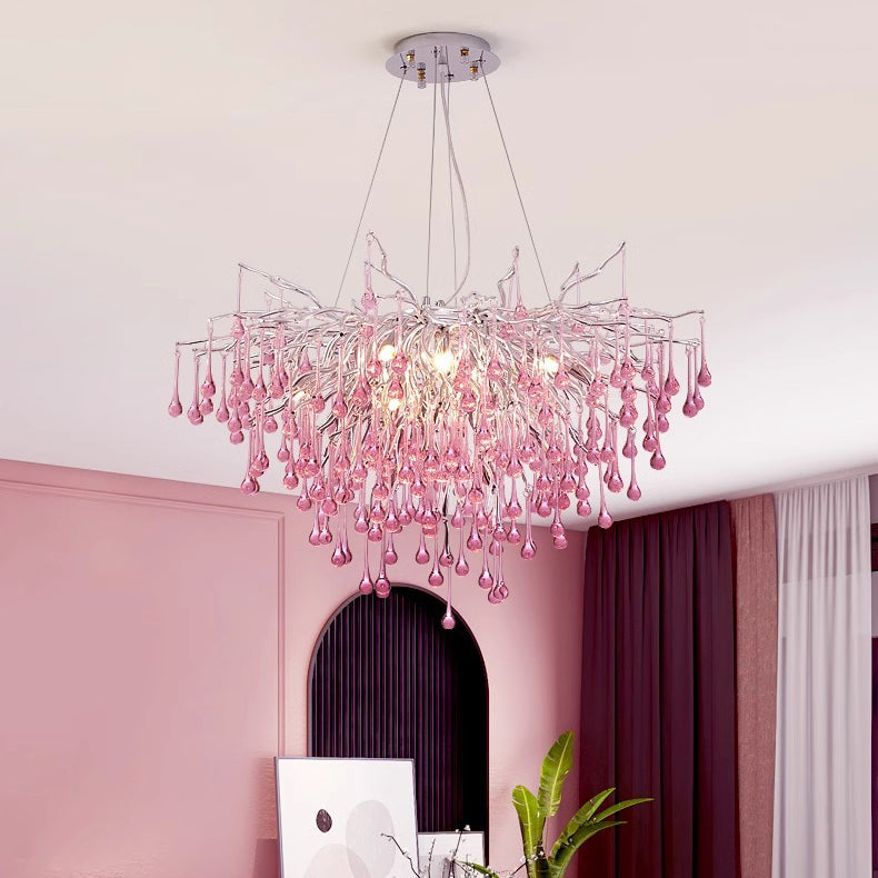 Modern Luxury Crystal Glass Aluminum Branch Water Drop 6/8/10/14 Chandeliers For Dining Room