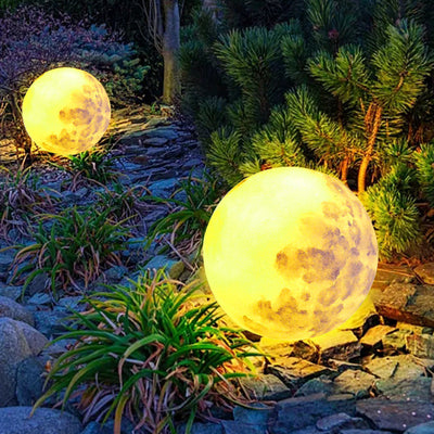 Contemporary Creative Moon Resin 1-Light Outdoor Landscape Light For Garden