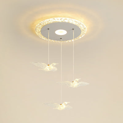 Modern Luxury Three Bird Iron Acrylic LED Chandelier For Bedroom