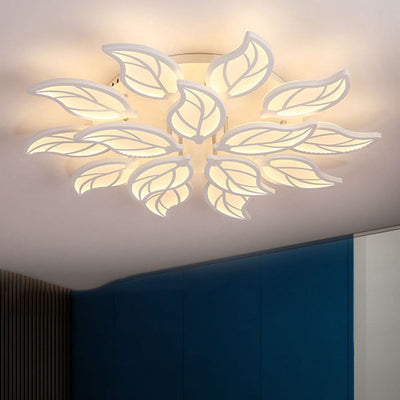 Modern Minimalist Leaf Hardware Acrylic LED Semi-Flush Mount Ceiling Light For Living Room