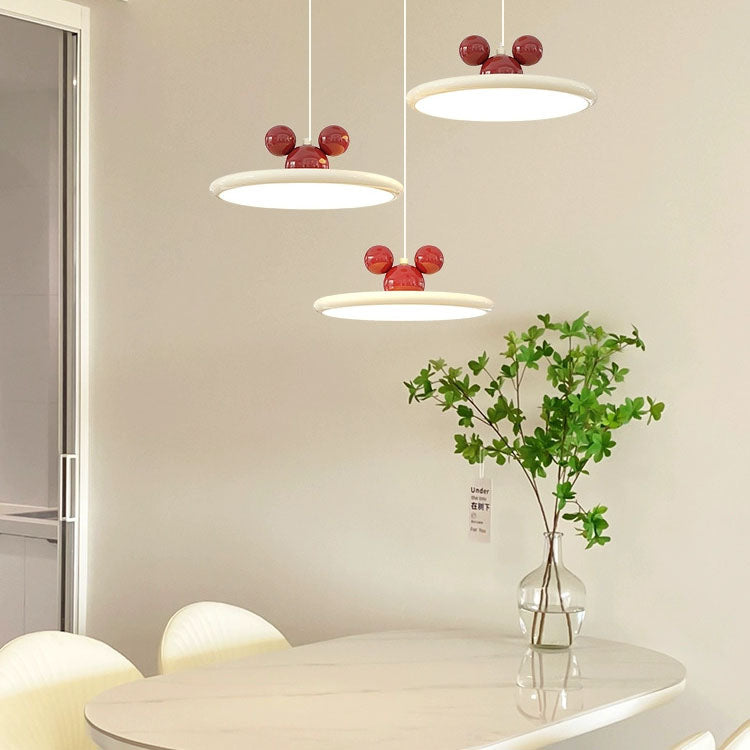 Modern Minimalist Disc Flying Saucer Mickey Hardware Aluminum LED Pendant Light For Living Room