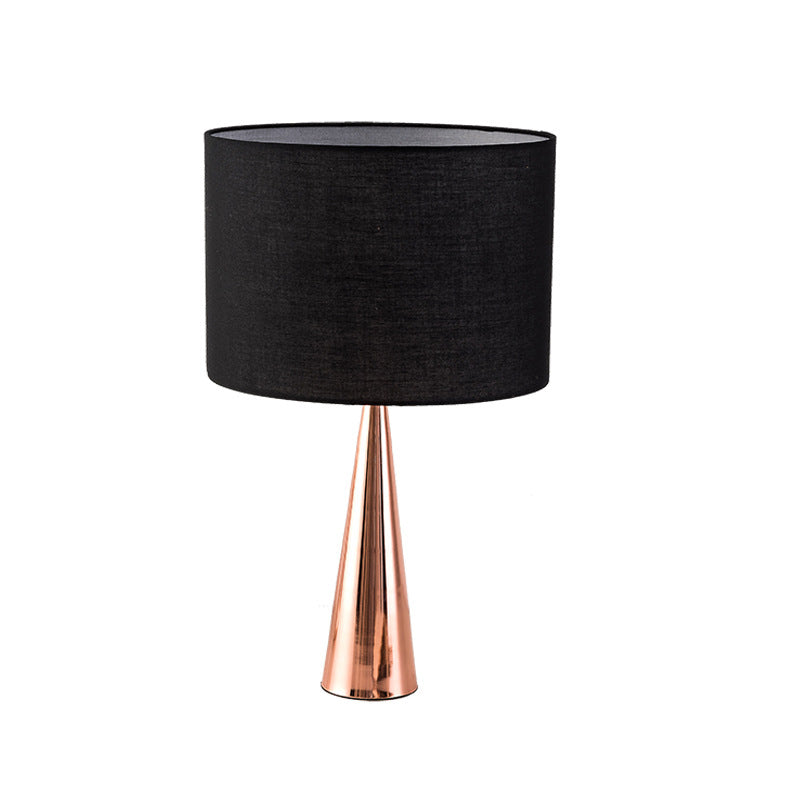 Contemporary Scandinavian Black Fabric Cone Base 1-Light Table Lamp For Study