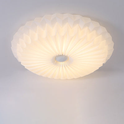 Modern Simplicity Metal Acrylic Round Pleated LED Flush Mount Ceiling Light For Bedroom