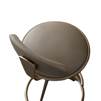 Modern Luxury Round Leather Upholstery Metal Frame Swivel Counter Stool Low Back Footrest For Kitchen