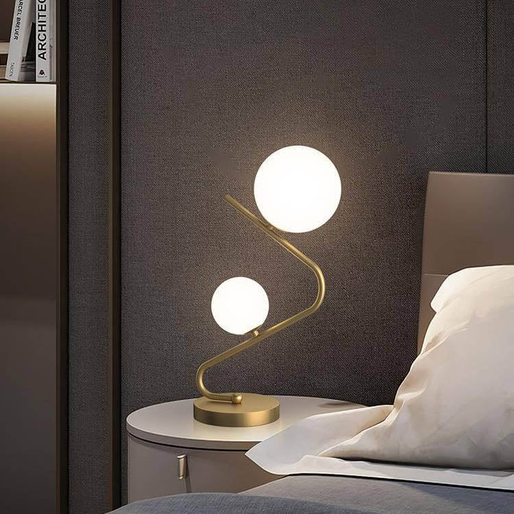 Nordic Minimalist Creative Copper Ball 2-Light Table Lamp