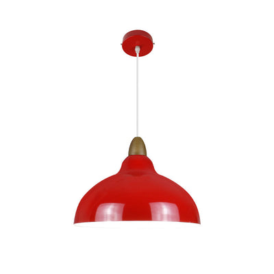 Modern Simplicity Red Iron Semicircle Shade 1-Light Pendant Light For Kitchen