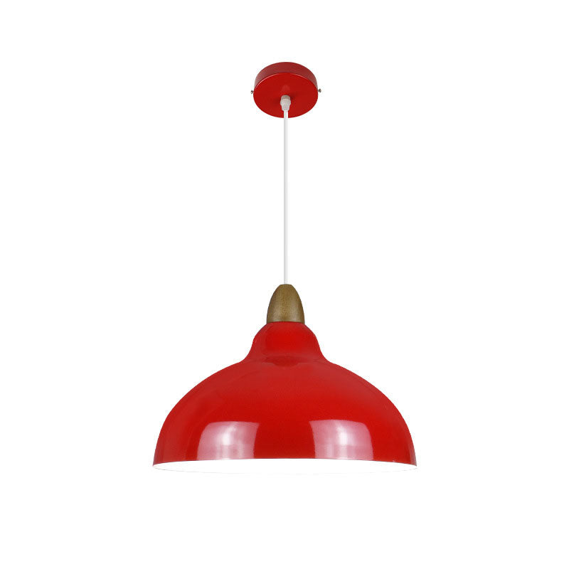 Modern Simplicity Red Iron Semicircle Shade 1-Light Pendant Light For Kitchen