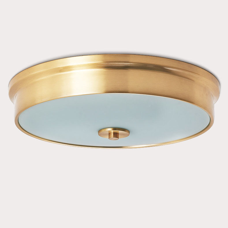 Modern Luxury Round All Copper Glass 3/4 Light Flush Mount Ceiling Light For Bedroom