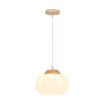 Traditional French Pastoral Kapok Acrylic Shade Wood 1-Light Pendant Light For Bedroom