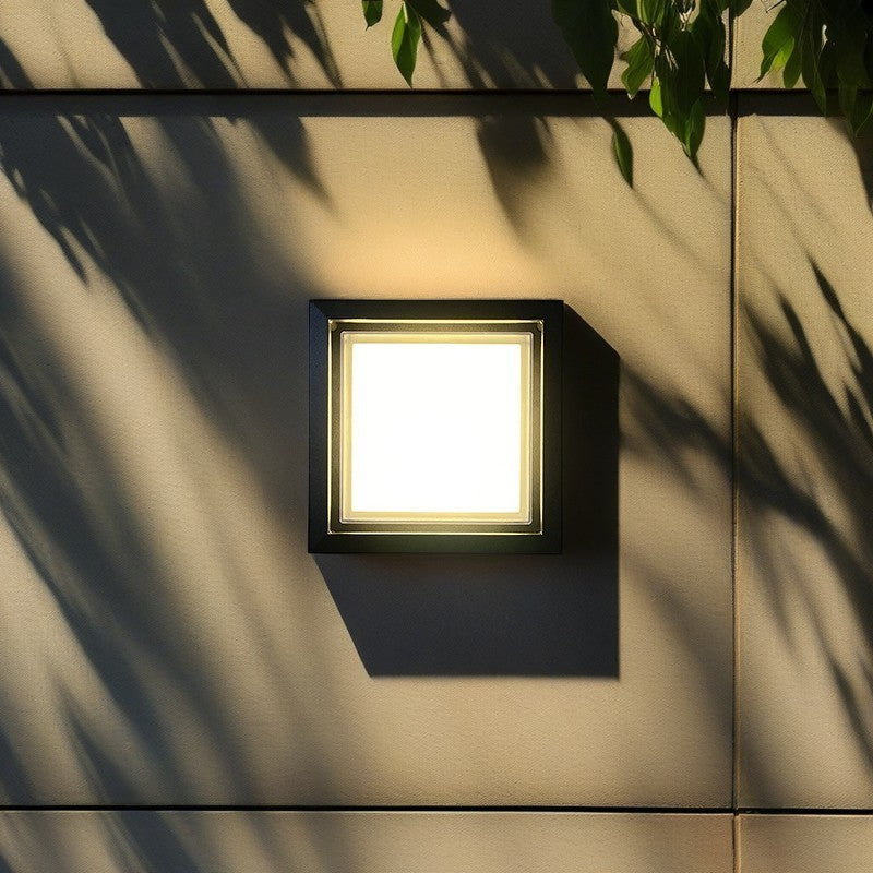 Modern Minimalist Waterproof Square Aluminum Acrylic LED Outdoor Wall Sconce Lamp For Garden