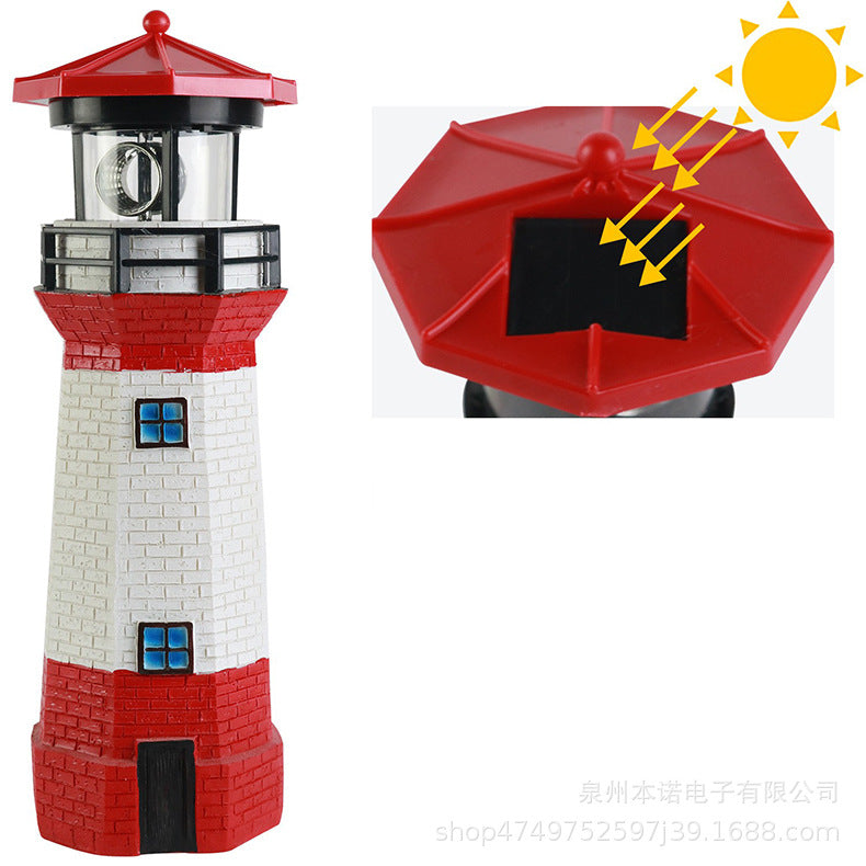 Contemporary Creative Solar Waterproof Lighthouse Resin LED Outdoor Light For Garden