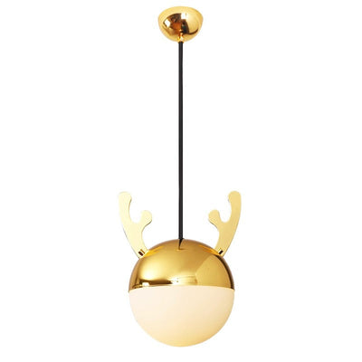 Contemporary Creative Cartoon Animal Iron Glass Ball 1-Light Pendant Light For Living Room