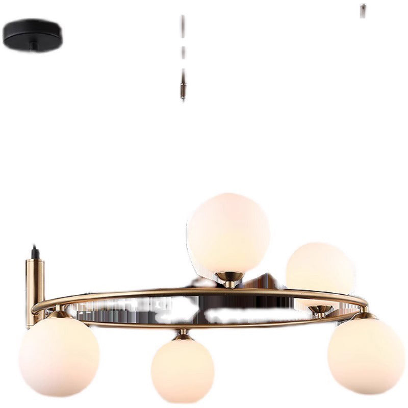 Modern Mid-Century Iron Spherical Glass Shade 4/6-Light Chandelier For Living Room