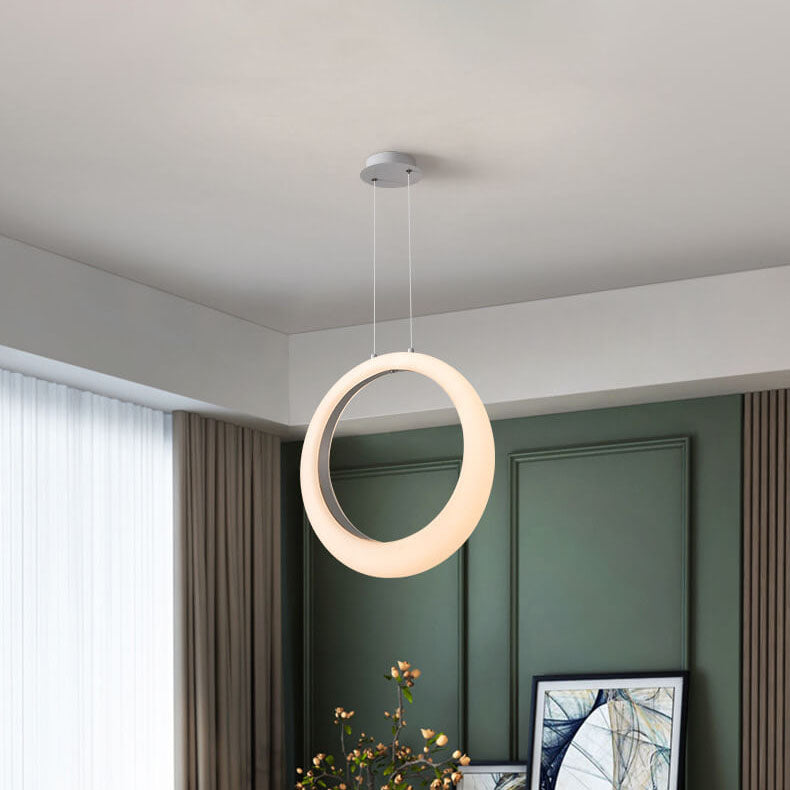 Nordic Minimalist PE Circle Ring Electroplated Iron LED Pendant Light