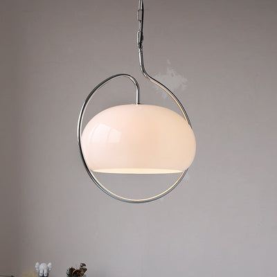 Contemporary Retro Oval Iron Glass 1-Light Pendant Light For Living Room