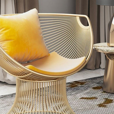 Modern Luxury Oval Curved Upholstered Iron Chair For Living Room