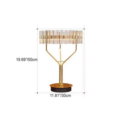 Contemporary Luxury Dazzling Prismatic Crystal Hardware Frame LED Table Lamp For Bedroom