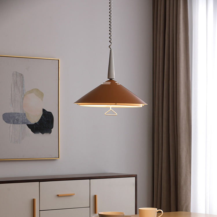 Contemporary Scandinavian Cone Funnel Iron 1-Light Pendant Light For Living Room