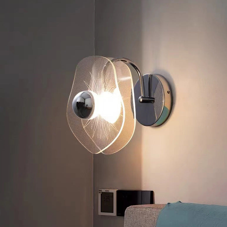 Contemporary Nordic Acrylic Flower Shade Hardware LED Wall Sconce Lamp For Bedroom