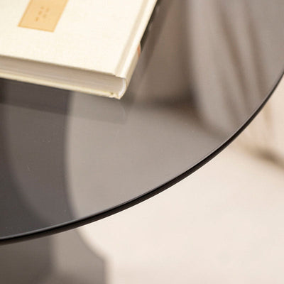 Modern Minimalist Round Glass End Table 1-Tier For Living Room