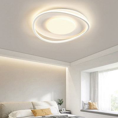 Contemporary Creative Square Round Iron PVC LED Flush Mount Ceiling Light For Living Room