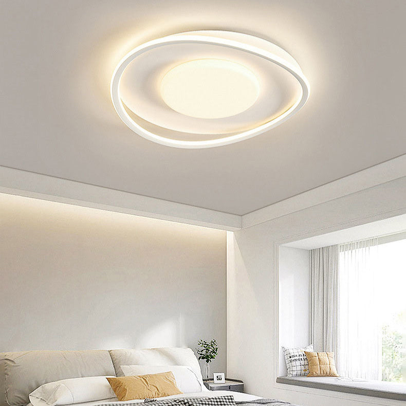 Contemporary Creative Square Round Iron PVC LED Flush Mount Ceiling Light For Living Room