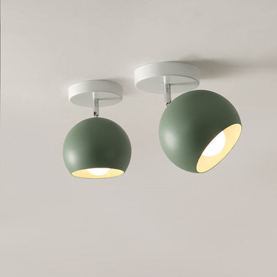 Contemporary Nordic Macaron Aluminum Spherical Shade 1-Light Semi-Flush Mount Ceiling Light For Living Room