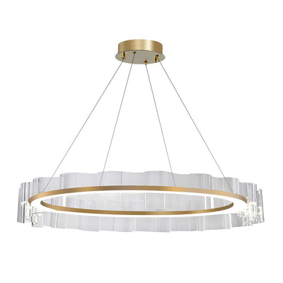 Contemporary Scandinavian Circle Wave Acrylic Iron LED Chandelier For Living Room