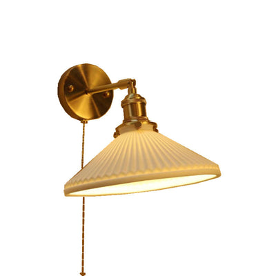 Contemporary Nordic Simplicity Brass Round 1-Light Vanity Light Wall Sconce Lamp For Bedroom