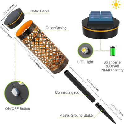 Zeitgenössische industrielle Zylinder Openwork LED Solar Rasen Einsatz Licht für Outdoor Patio 