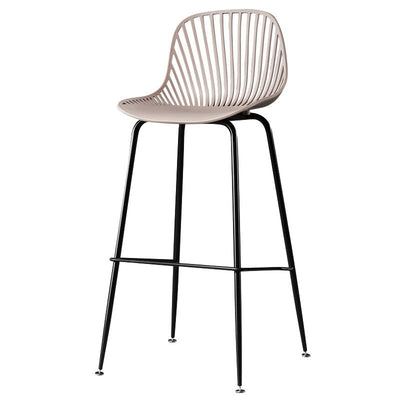 Contemporary Scandinavian Round Plastic Bar Stool Backrest Footrest For Dining Room