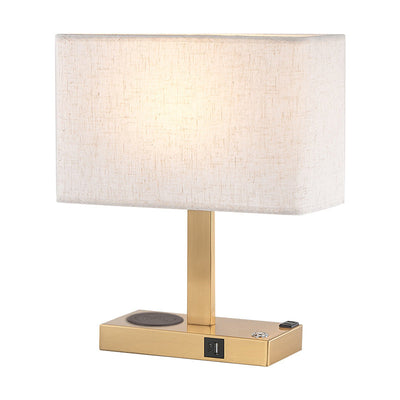 Modern Minimalist Rectangular Cloth Iron 1-Light Table Lamp For Living Room